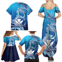 Hawaii Family Matching Summer Maxi Dress and Hawaiian Shirt Turtle With Hammerhead Shark Oceanic DT04 - Polynesian Pride
