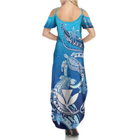 Hawaii Family Matching Summer Maxi Dress and Hawaiian Shirt Turtle With Hammerhead Shark Oceanic DT04 - Polynesian Pride