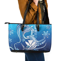 Hawaii Leather Tote Bag Turtle With Hammerhead Shark Oceanic DT04 - Polynesian Pride