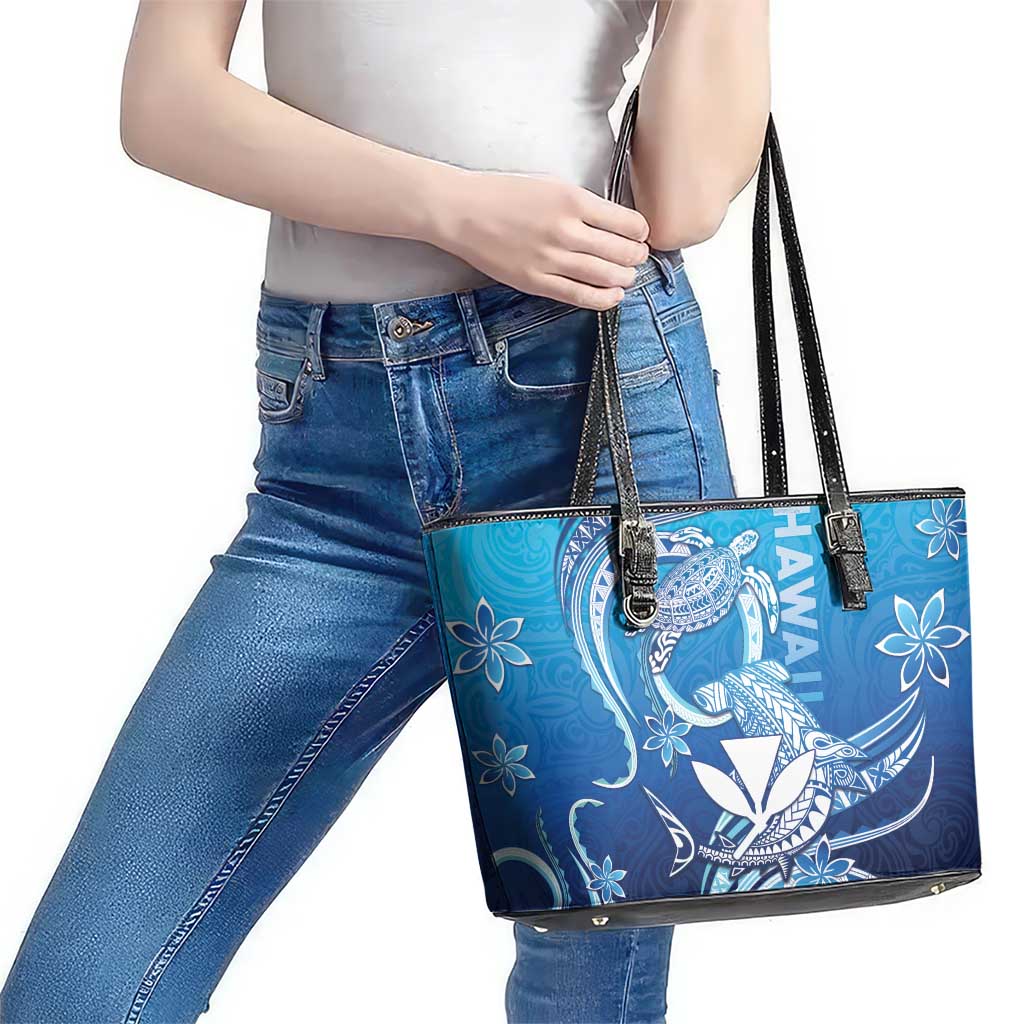 Hawaii Leather Tote Bag Turtle With Hammerhead Shark Oceanic DT04 - Polynesian Pride