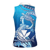 Hawaii Women Sleeveless Polo Shirt Turtle With Hammerhead Shark Oceanic DT04 - Polynesian Pride
