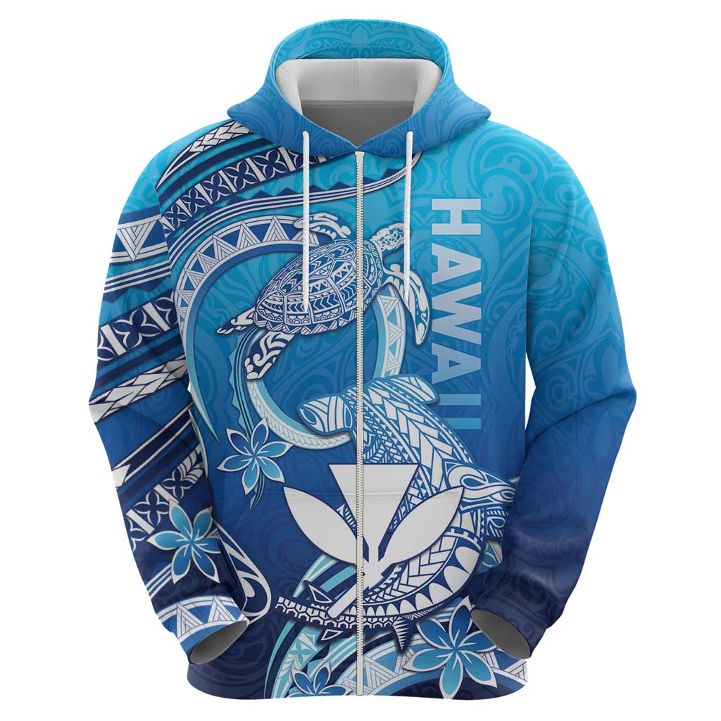 Hawaii Zip Hoodie Turtle With Hammerhead Shark Oceanic DT04 - Polynesian Pride