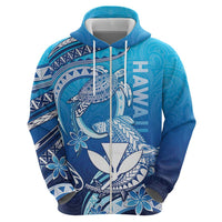 Hawaii Zip Hoodie Turtle With Hammerhead Shark Oceanic DT04 - Polynesian Pride