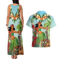 Hawaii Lei Day Couples Matching Tank Maxi Dress and Hawaiian Shirt Hula Girl With Tropical Forest DT04 - Polynesian Pride
