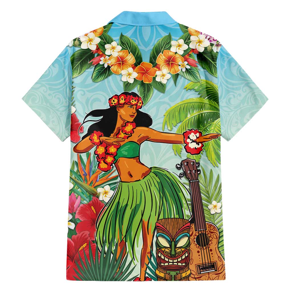 Hawaii Lei Day Family Matching Long Sleeve Bodycon Dress and Hawaiian Shirt Hula Girl With Tropical Forest DT04 - Polynesian Pride