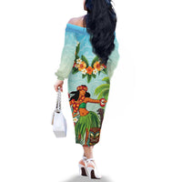 Hawaii Lei Day Family Matching Off The Shoulder Long Sleeve Dress and Hawaiian Shirt Hula Girl With Tropical Forest DT04 - Polynesian Pride