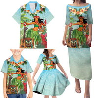 Hawaii Lei Day Family Matching Puletasi and Hawaiian Shirt Hula Girl With Tropical Forest DT04 - Polynesian Pride