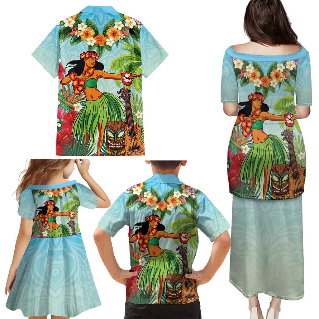 Hawaii Lei Day Family Matching Puletasi and Hawaiian Shirt Hula Girl With Tropical Forest DT04 - Polynesian Pride