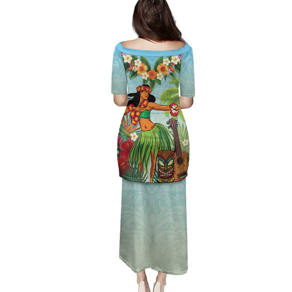 Hawaii Lei Day Family Matching Puletasi and Hawaiian Shirt Hula Girl With Tropical Forest DT04 - Polynesian Pride