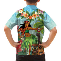 Hawaii Lei Day Family Matching Summer Maxi Dress and Hawaiian Shirt Hula Girl With Tropical Forest DT04 - Polynesian Pride