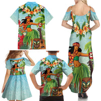 Hawaii Lei Day Family Matching Summer Maxi Dress and Hawaiian Shirt Hula Girl With Tropical Forest DT04 - Polynesian Pride