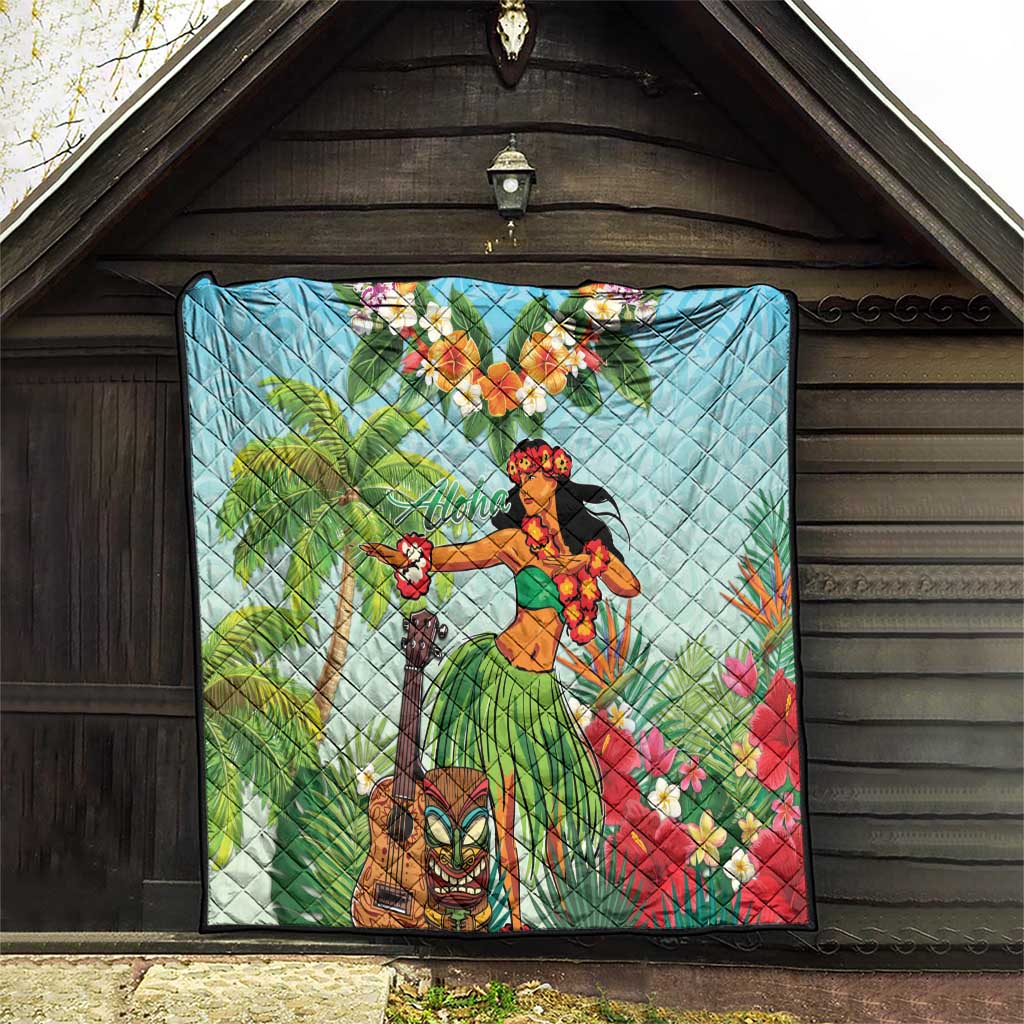 Hawaii Lei Day Quilt Hula Girl With Tropical Forest DT04 - Polynesian Pride