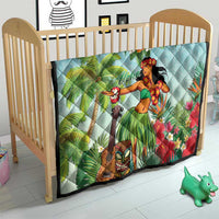 Hawaii Lei Day Quilt Hula Girl With Tropical Forest DT04 - Polynesian Pride