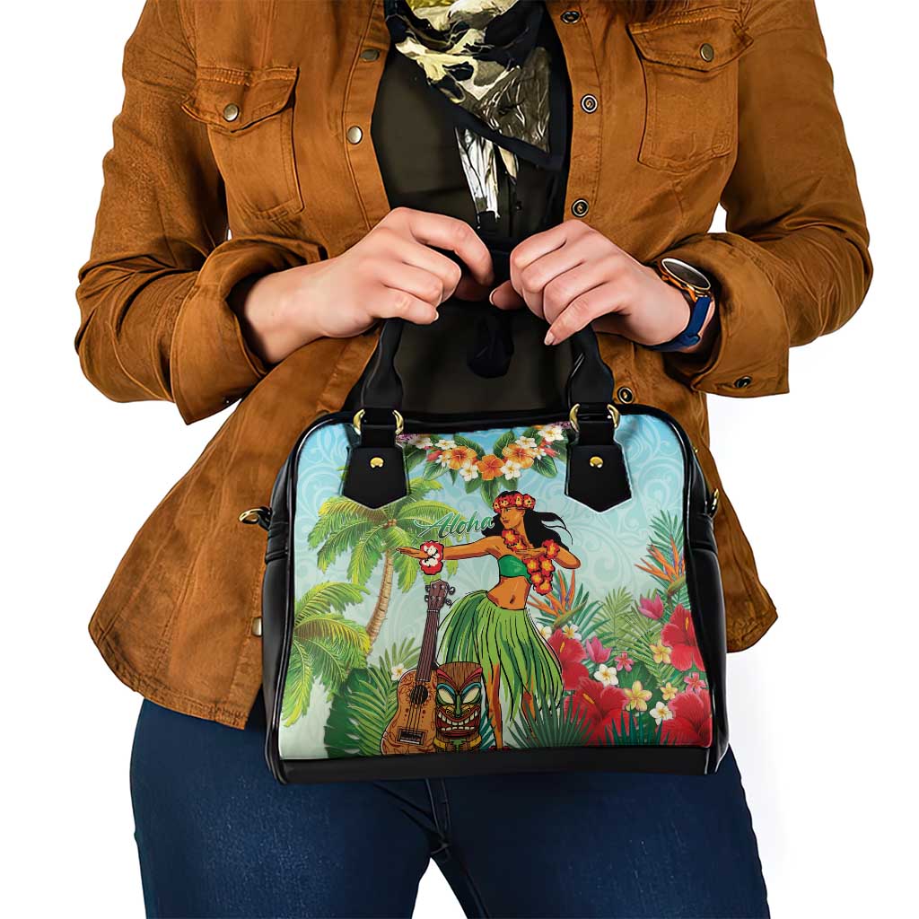 Hawaii Lei Day Shoulder Handbag Hula Girl With Tropical Forest