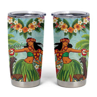 Hawaii Lei Day Tumbler Cup Hula Girl With Tropical Forest