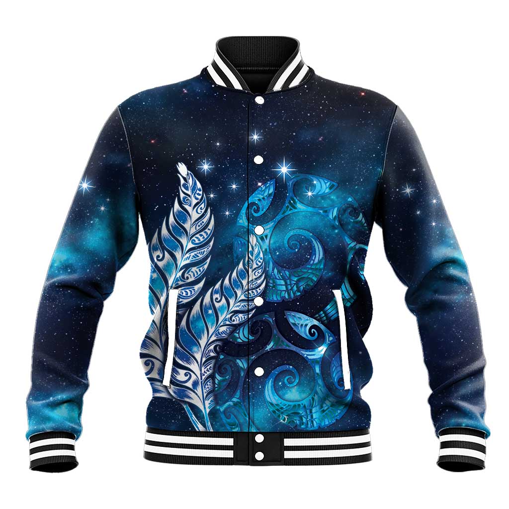 New Zealand Matariki Baseball Jacket Maori Koru Mix Silver Fern DT04 Unisex Blue - Polynesian Pride