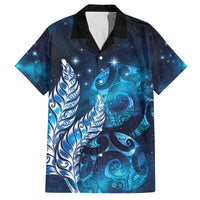 New Zealand Matariki Family Matching Long Sleeve Bodycon Dress and Hawaiian Shirt Maori Koru Mix Silver Fern DT04 Dad's Shirt - Short Sleeve Blue - Polynesian Pride