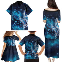 New Zealand Matariki Family Matching Puletasi and Hawaiian Shirt Maori Koru Mix Silver Fern DT04 - Polynesian Pride