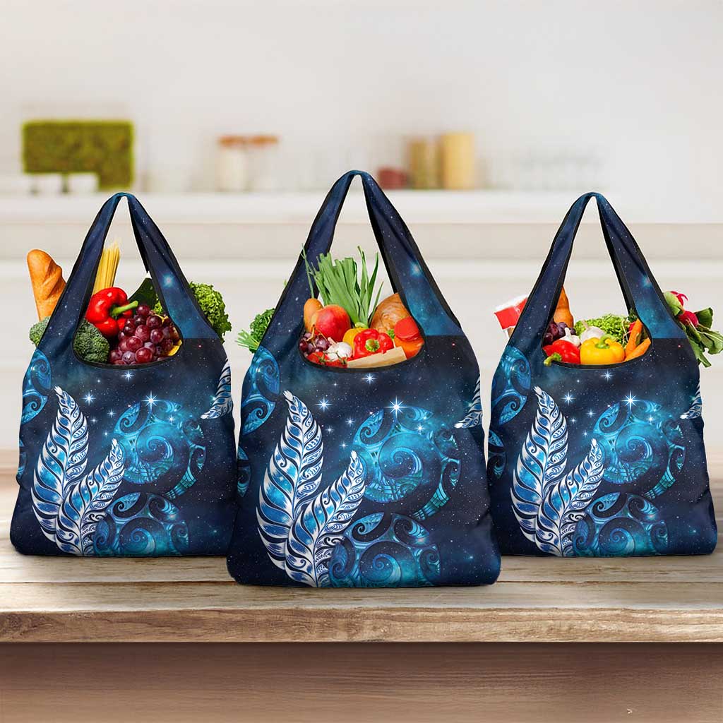 New Zealand Matariki Grocery Bag Maori Koru Mix Silver Fern
