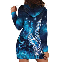 New Zealand Matariki Hoodie Dress Maori Koru Mix Silver Fern DT04 - Polynesian Pride