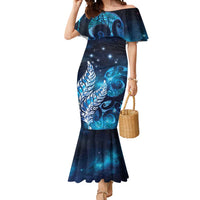 New Zealand Matariki Mermaid Dress Maori Koru Mix Silver Fern DT04 Women Blue - Polynesian Pride