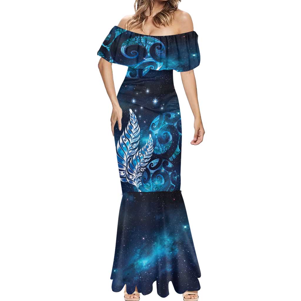 New Zealand Matariki Mermaid Dress Maori Koru Mix Silver Fern DT04 - Polynesian Pride