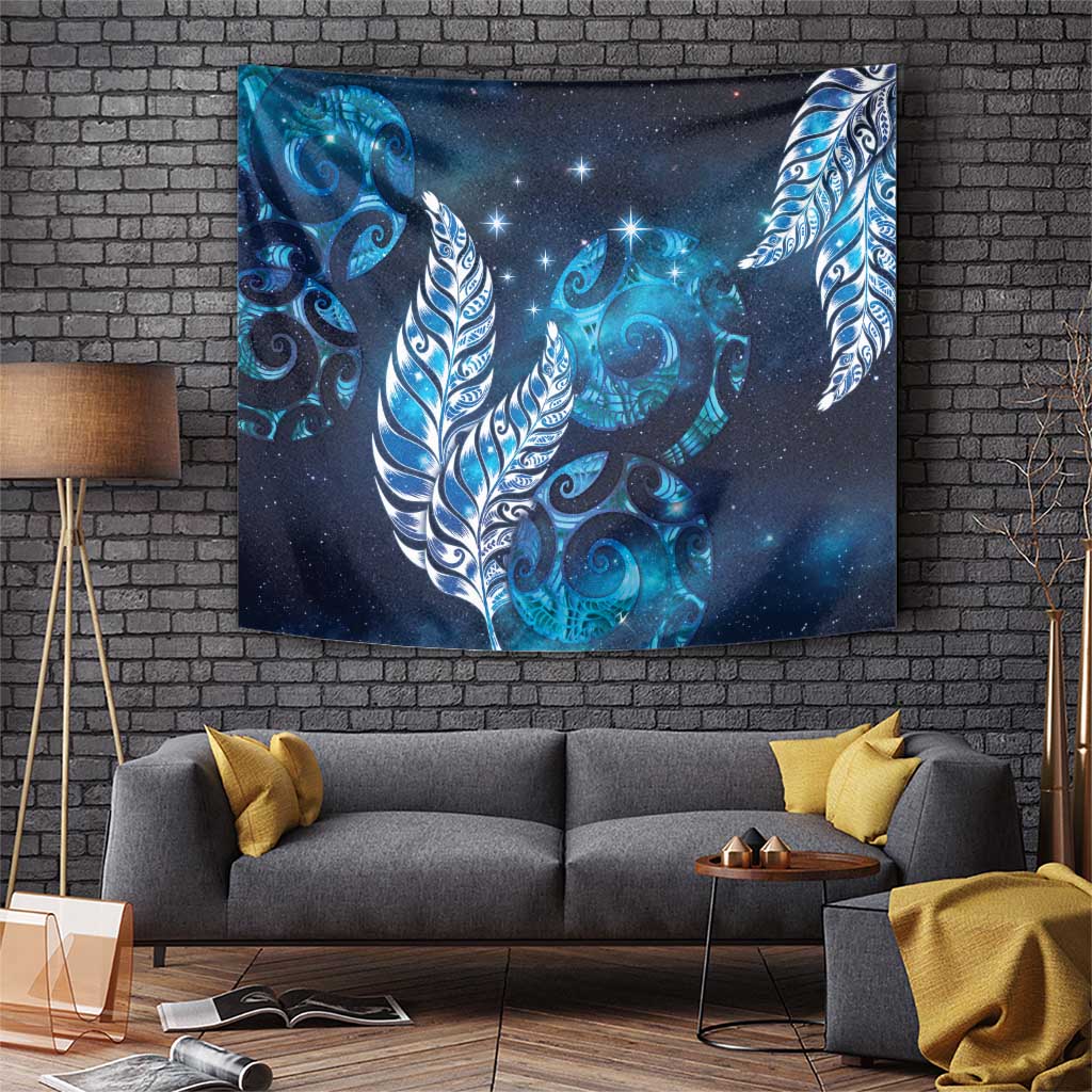 New Zealand Matariki Tapestry Maori Koru Mix Silver Fern DT04 Blue - Polynesian Pride