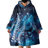 New Zealand Matariki Wearable Blanket Hoodie Maori Koru Mix Silver Fern DT04 - Polynesian Pride