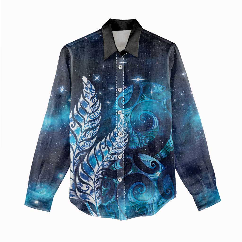 New Zealand Matariki Women Casual Shirt Maori Koru Mix Silver Fern