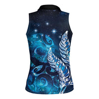New Zealand Matariki Women Sleeveless Polo Shirt Maori Koru Mix Silver Fern DT04 - Polynesian Pride