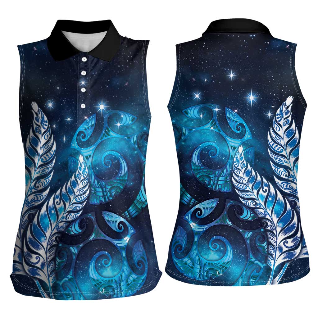 New Zealand Matariki Women Sleeveless Polo Shirt Maori Koru Mix Silver Fern DT04 - Polynesian Pride