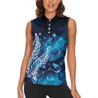 New Zealand Matariki Women Sleeveless Polo Shirt Maori Koru Mix Silver Fern DT04 - Polynesian Pride