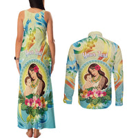Personalised Hawaii Mother's Day Couples Matching Tank Maxi Dress and Long Sleeve Button Shirt I Love You Mom DT04 - Polynesian Pride