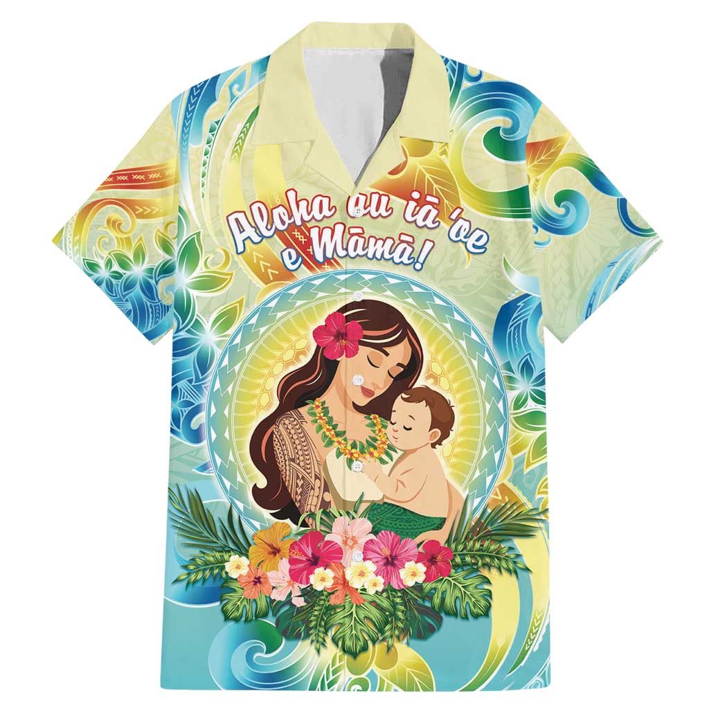 Personalised Hawaii Mother's Day Family Matching Mermaid Dress and Hawaiian Shirt I Love You Mom DT04 Dad's Shirt - Short Sleeve Yellow - Polynesian Pride