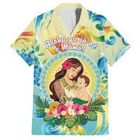 Personalised Hawaii Mother's Day Family Matching Off The Shoulder Long Sleeve Dress and Hawaiian Shirt I Love You Mom DT04 Dad's Shirt - Short Sleeve Yellow - Polynesian Pride