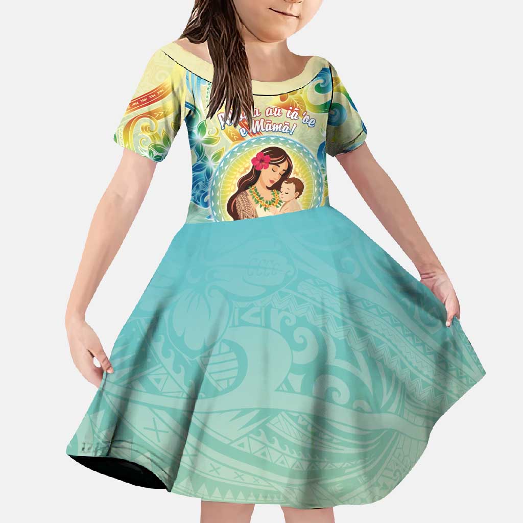 Personalised Hawaii Mother's Day Family Matching Summer Maxi Dress and Hawaiian Shirt I Love You Mom DT04 Daughter's Dress Yellow - Polynesian Pride