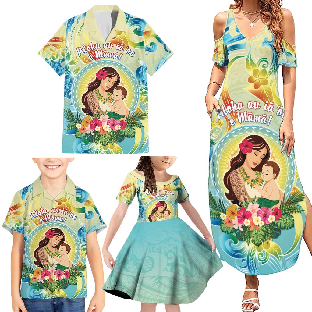Personalised Hawaii Mother's Day Family Matching Summer Maxi Dress and Hawaiian Shirt I Love You Mom DT04 - Polynesian Pride