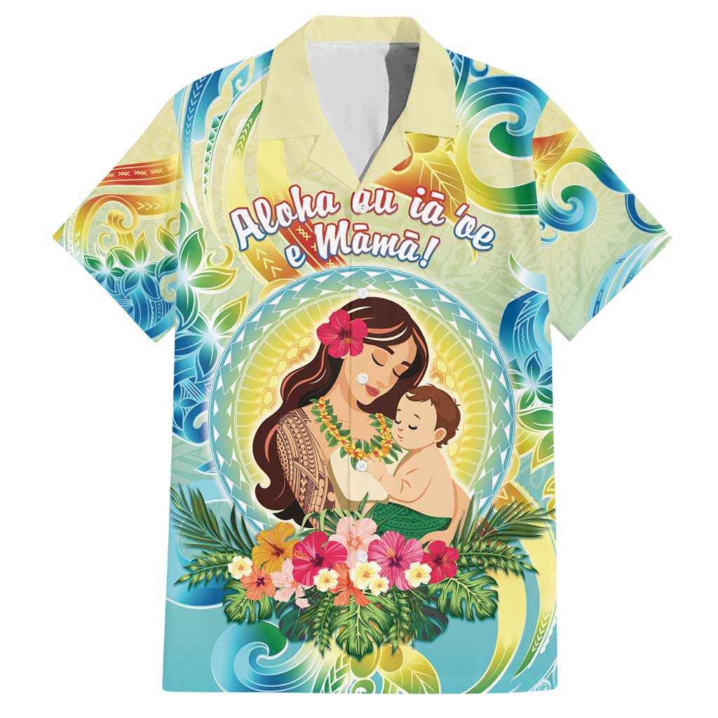 Personalised Hawaii Mother's Day Family Matching Summer Maxi Dress and Hawaiian Shirt I Love You Mom DT04 Dad's Shirt - Short Sleeve Yellow - Polynesian Pride