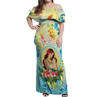 Personalised Hawaii Mother's Day Off Shoulder Maxi Dress I Love You Mom DT04 Women Yellow - Polynesian Pride