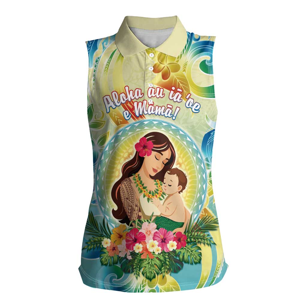 Personalised Hawaii Mother's Day Women Sleeveless Polo Shirt I Love You Mom DT04 Female Yellow - Polynesian Pride