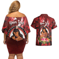 Personalised New Zealand Mother's Day Couples Matching Off Shoulder Short Dress and Hawaiian Shirt I Love You Mom DT04 - Polynesian Pride