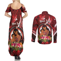 Personalised New Zealand Mother's Day Couples Matching Summer Maxi Dress and Long Sleeve Button Shirt I Love You Mom DT04 - Polynesian Pride