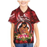 Personalised New Zealand Mother's Day Family Matching Mermaid Dress and Hawaiian Shirt I Love You Mom DT04 Son's Shirt Red - Polynesian Pride