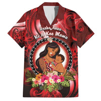 Personalised New Zealand Mother's Day Family Matching Off The Shoulder Long Sleeve Dress and Hawaiian Shirt I Love You Mom DT04 Dad's Shirt - Short Sleeve Red - Polynesian Pride