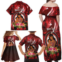 Personalised New Zealand Mother's Day Family Matching Off Shoulder Maxi Dress and Hawaiian Shirt I Love You Mom DT04 - Polynesian Pride