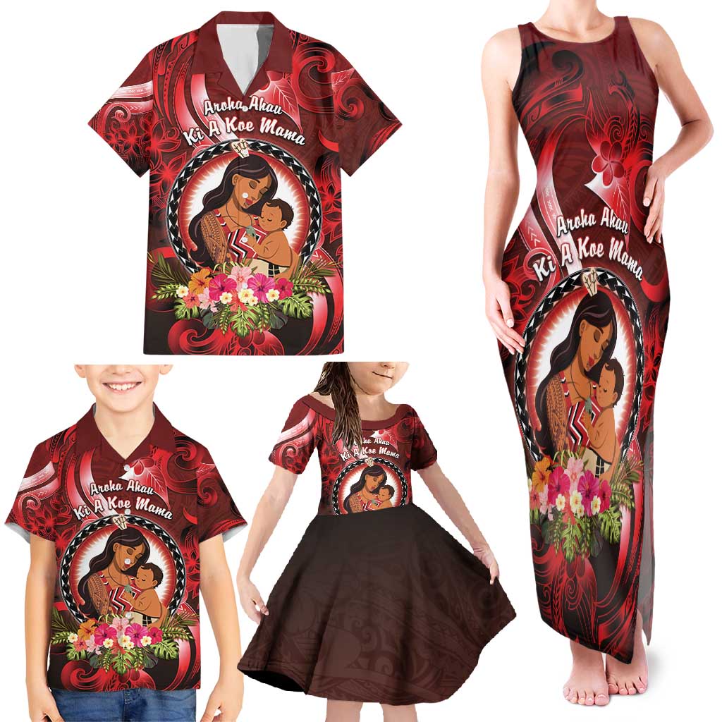 Personalised New Zealand Mother's Day Family Matching Tank Maxi Dress and Hawaiian Shirt I Love You Mom DT04 - Polynesian Pride