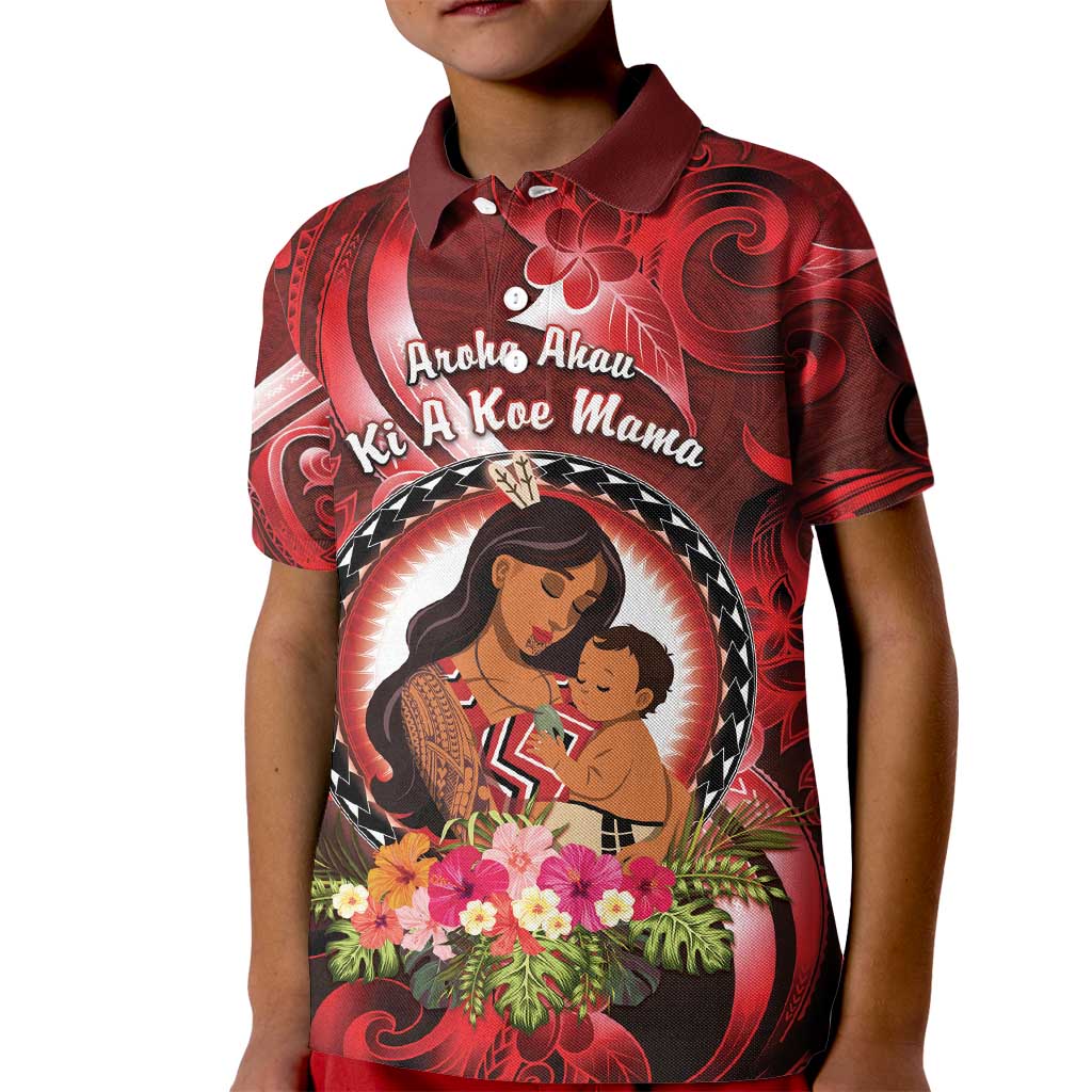 Personalised New Zealand Mother's Day Kid Polo Shirt I Love You Mom DT04 Kid Red - Polynesian Pride