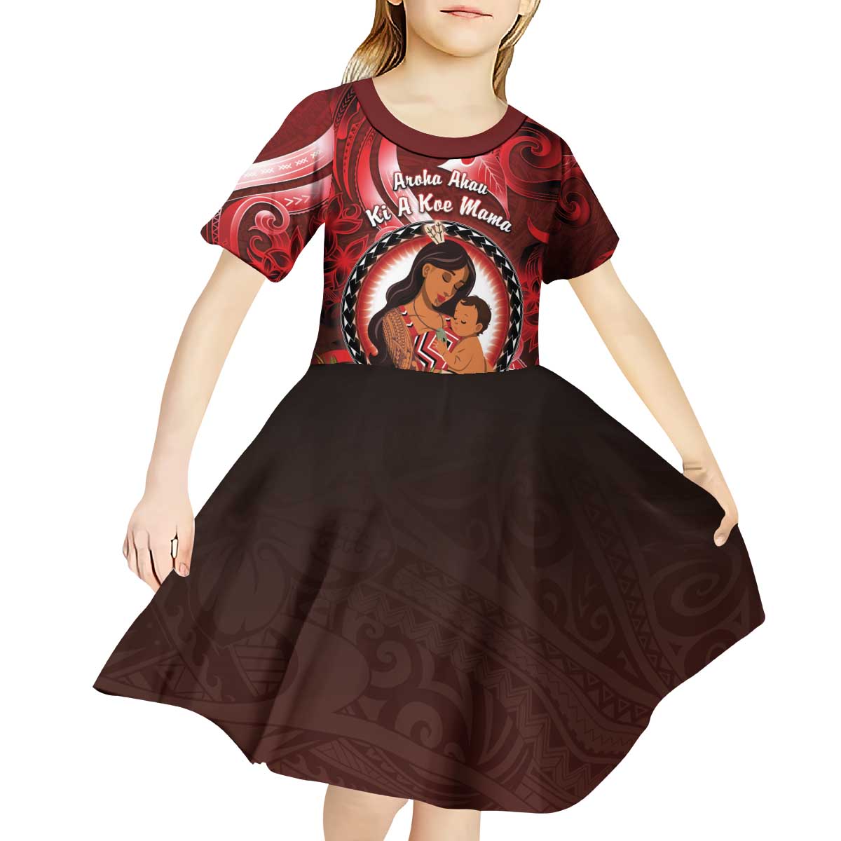 Personalised New Zealand Mother's Day Kid Short Sleeve Dress I Love You Mom DT04 - Polynesian Pride