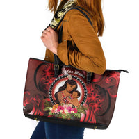 New Zealand Mother's Day Leather Tote Bag I Love You Mom DT04 Red - Polynesian Pride
