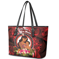 New Zealand Mother's Day Leather Tote Bag I Love You Mom DT04 - Polynesian Pride